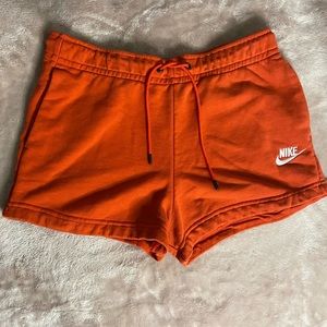 Nike orange fleece shorts
